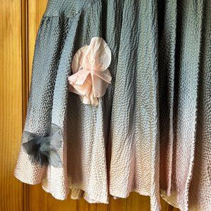 Rebecca Taylor Silk Flounce Flower Corsage Ombre Skirt Unworn Pink Lavender Gray